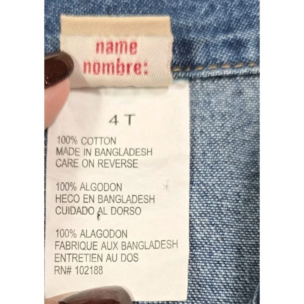 Vintage Y2K Faded Glory Denim Jacket Girls 4T Blue Jean Trucker Coat